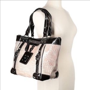 Rafe New York leather beige and brown large shoulder bag